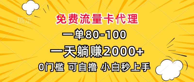 一单80,免费流量卡代理,一天躺赚2000+,0门槛,小白也能轻松上手-一人公司创业项目 - 淘金吧