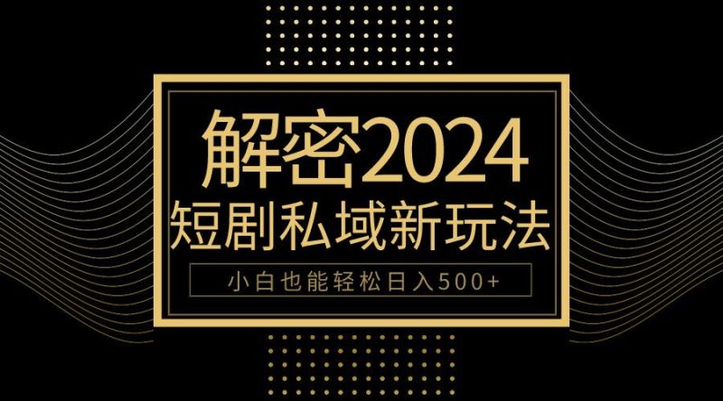 (9951期)10分钟教会你2024玩转短剧私域变现，小白也能轻松日入500+-一人公司创业项目 - 淘金吧