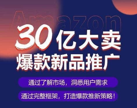 亚马逊·30亿大卖爆款新品推广，可复制、全程案例实操的爆款推新SOP-一人公司创业项目 - 淘金吧
