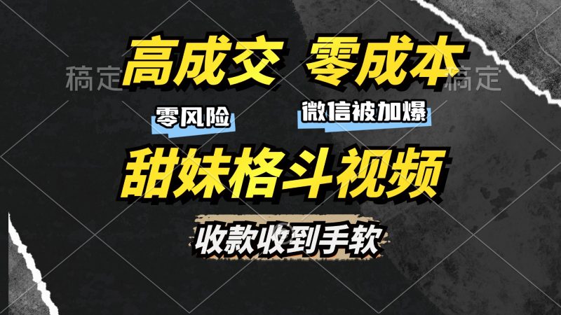 高成交零成本，售卖甜妹格斗视频，谁发谁火，加爆微信，收款收到手软-一人公司创业项目 - 淘金吧
