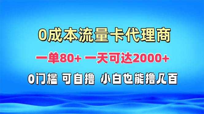 免费流量卡代理一单80+ 一天可达2000+-一人公司创业项目 - 淘金吧