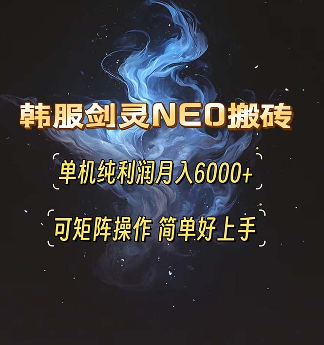 韩服剑灵NEO搬砖攻略，单机纯利润月入6000+ 可矩阵操作，简单好上手。-一人公司创业项目 - 淘金吧
