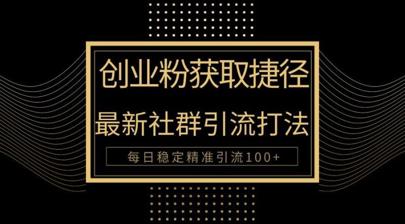 创业粉捷径!最新被动引流方法大揭秘,实现每日100+精准引流-一人公司创业项目 - 淘金吧