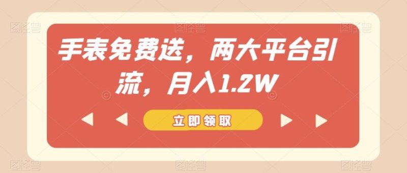 手表免费送,两大平台引流,月入1.2W【揭秘】-一人公司创业项目 - 淘金吧