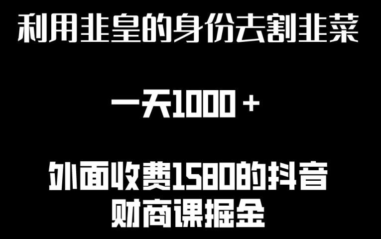 利用非皇的身份去割韭菜，一天1000+(附详细资源)【揭秘】-一人公司创业项目 - 淘金吧