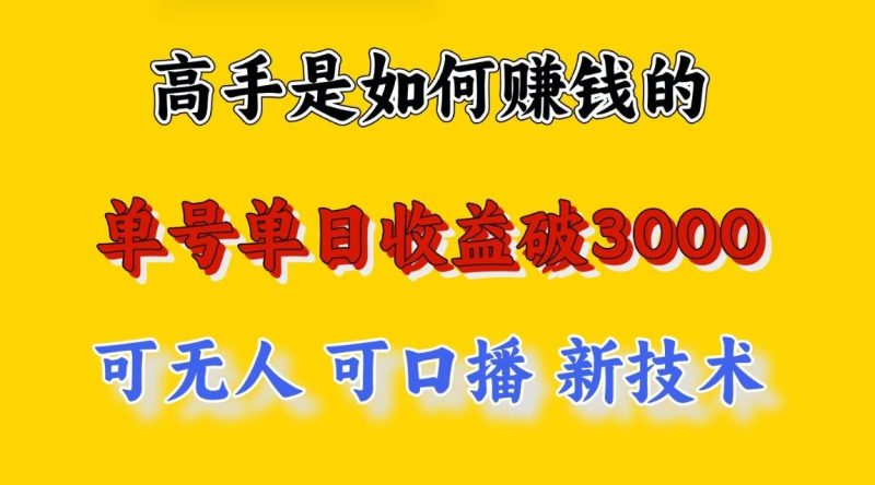 高手是如何赚钱的，一天收益至少3000+以上，小白当天就能够上手，这是穷人翻盘的一…-一人公司创业项目 - 淘金吧