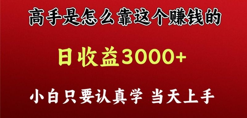 看高手是怎么赚钱的，一天收益至少3000+以上，小白当天上手-淘金吧副业资源站