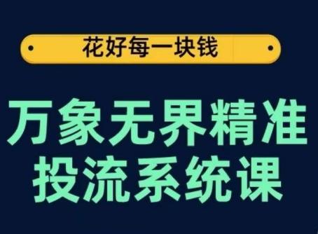 万象无界精准投流系统课，从关键词到推荐，从万象台到达摩盘，从底层原理到实操步骤-一人公司创业项目 - 淘金吧