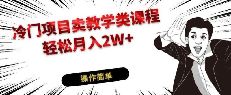 冷门项目卖教学类课程，轻松月入2W+-一人公司创业项目 - 淘金吧