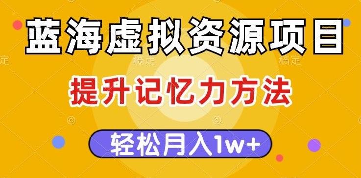 蓝海虚拟资源项目，提升记忆力方法，多种变现方式，轻松月入1w+【揭秘】-淘金吧副业资源站