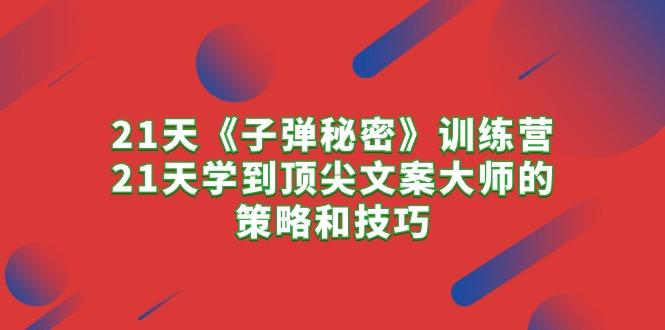 21天《子弹秘密》训练营，21天学到顶尖文案大师的策略和技巧-一人公司创业项目 - 淘金吧