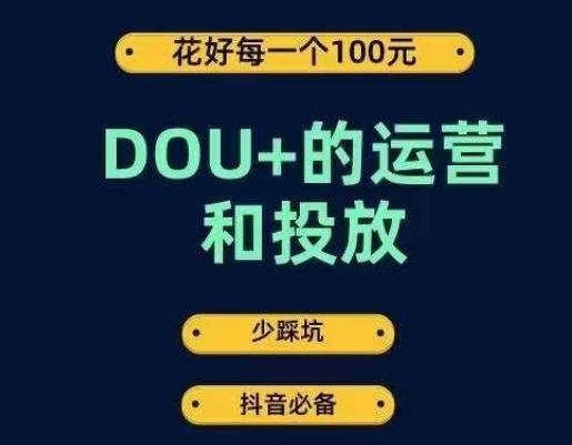 DOU+的运营和投放，花1条DOU+的钱，成为DOU+的投放高手，少走弯路不采坑-一人公司创业项目 - 淘金吧