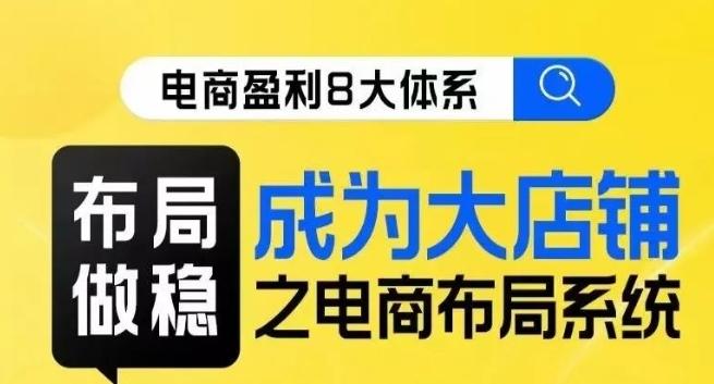 八大体系布局篇·布局做稳，成为大店的电商布局线上课-一人公司创业项目 - 淘金吧