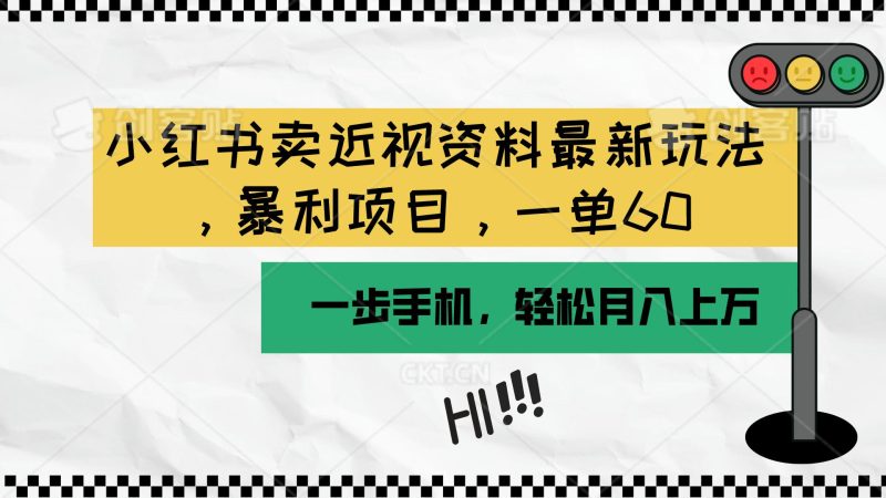 小红书卖近视资料最新玩法，一单60月入过万，一部手机可操作(附资料-一人公司创业项目 - 淘金吧