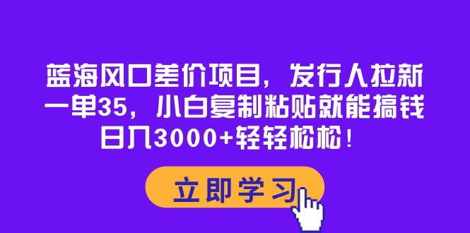 蓝海风口差价项目，发行人拉新，一单35，小白复制粘贴就能搞钱！日入30…-一人公司创业项目 - 淘金吧