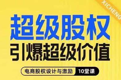 超级股权引爆超级价值，电商股权设计与激励10堂线上课-一人公司创业项目 - 淘金吧