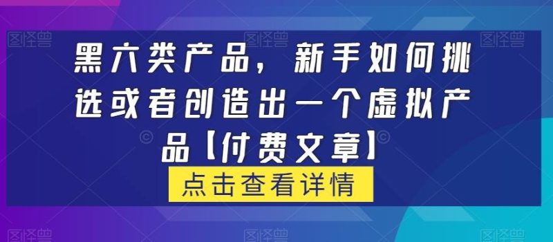 黑六类虚拟产品,新手如何挑选或者创造出一个虚拟产品【付费文章】-一人公司创业项目 - 淘金吧