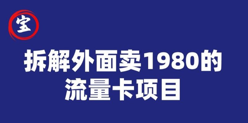 宝哥拆解外面卖1980手机流量卡项目,0成本无脑推广-一人公司创业项目 - 淘金吧