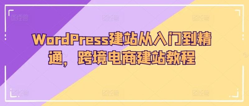 WordPress建站从入门到精通，跨境电商建站教程-一人公司创业项目 - 淘金吧