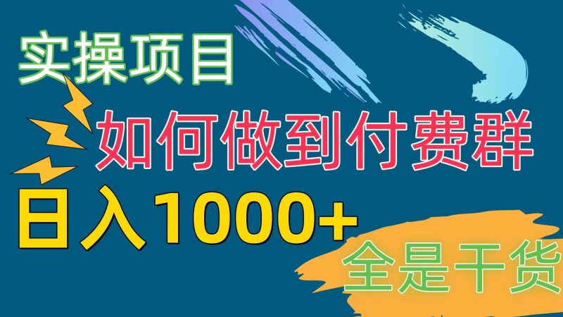 [实操项目]付费群赛道，日入1000+-一人公司创业项目 - 淘金吧