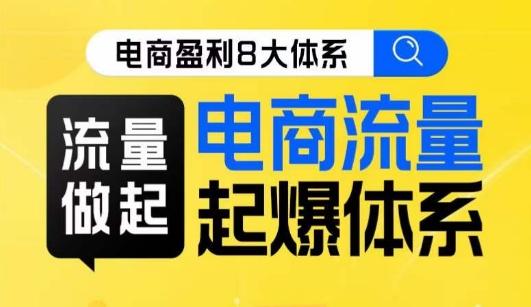 8大体系流量篇·流量做起，电商流量起爆体系线上课-一人公司创业项目 - 淘金吧