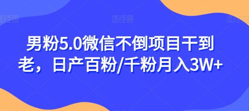 男粉5.0微信不倒项目干到老,日产百粉/千粉月入3W+【揭秘】-一人公司创业项目 - 淘金吧