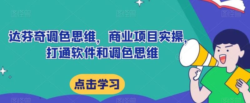 达芬奇调色思维,商业项目实操,打通软件和调色思维-一人公司创业项目 - 淘金吧