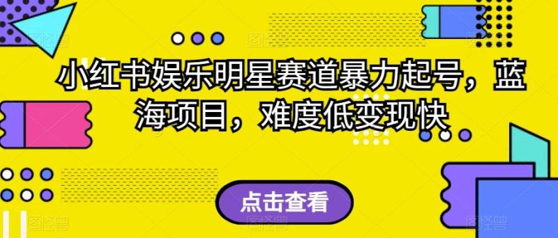 小红书娱乐明星赛道暴力起号,蓝海项目,难度低变现快【揭秘】-一人公司创业项目 - 淘金吧