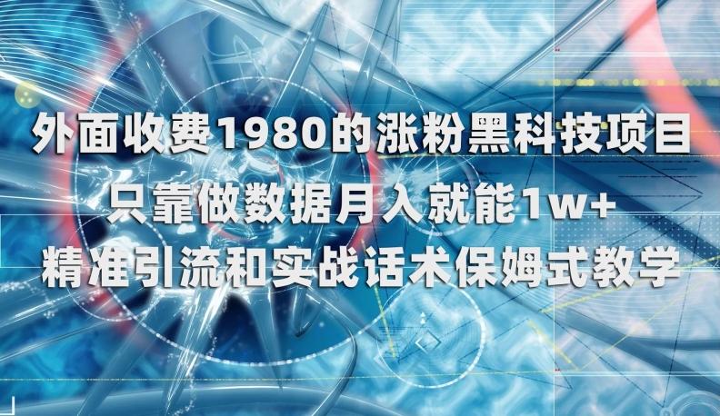 外面收费1980的涨粉黑科技项目，只靠做数据月入就能1w+【揭秘】-淘金吧副业资源站