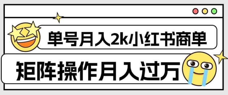 外面收费1980的小红书商单保姆级教程，单号月入2k，矩阵操作轻松月入过万-一人公司创业项目 - 淘金吧