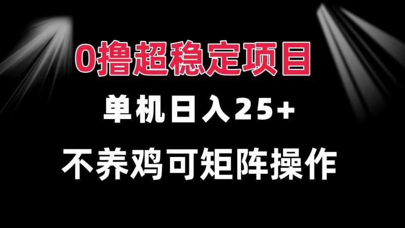 0撸项目 单机日入25+ 可批量操作 无需养鸡 长期稳定 做了就有-一人公司创业项目 - 淘金吧