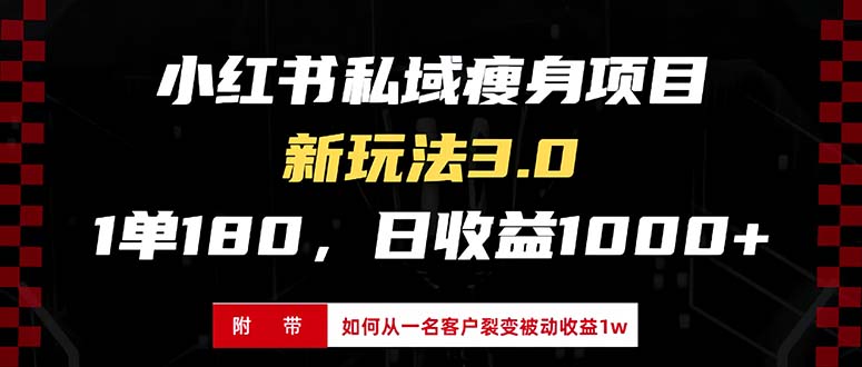 小红书瘦身项目3.0模式，新手小白日赚收益1000+(附从一名客户裂变收益…-淘金吧副业资源站