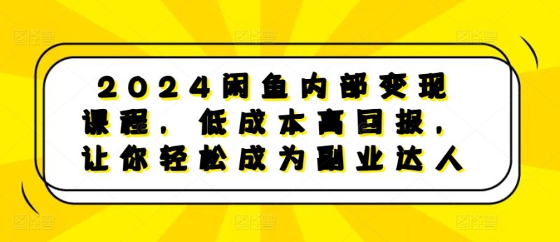 2024闲鱼内部变现课程,低成本高回报,让你轻松成为副业达人-一人公司创业项目 - 淘金吧