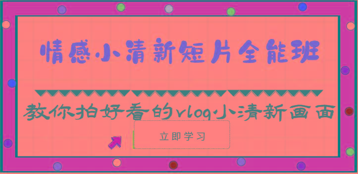 情感小清新短片全能班-教你拍好看的vlog小清新画面(30节课)-淘金吧副业资源站