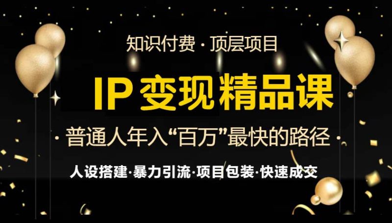 IP变现最新精品课程，知识付费全流程+最强引流术+小白避坑指南-一人公司创业项目 - 淘金吧