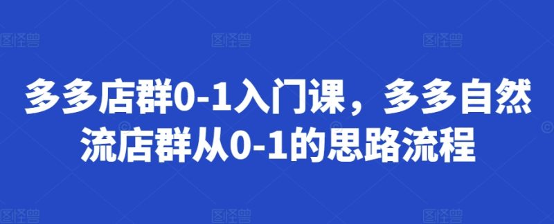 多多店群0-1入门课,多多自然流店群从0-1的思路流程-一人公司创业项目 - 淘金吧