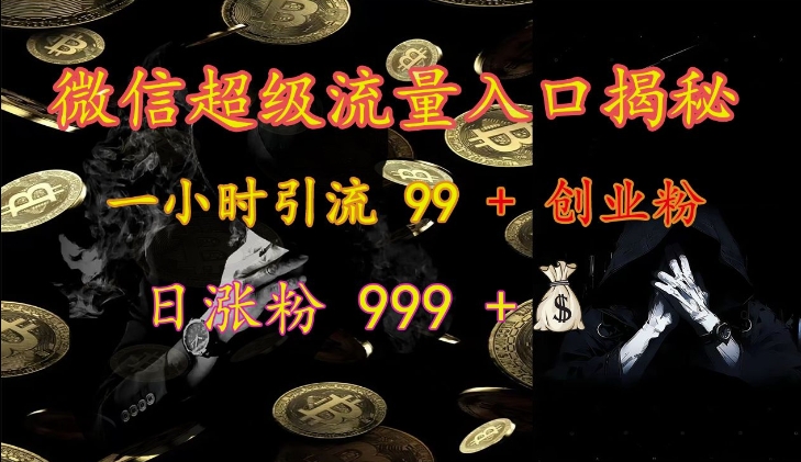 微信超级流量入口揭秘:一小时引流 99 + 创业粉,日涨粉 999 +-一人公司创业项目 - 淘金吧