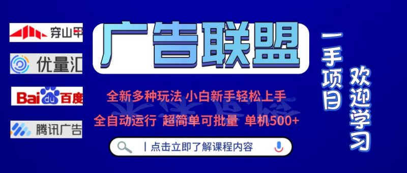 广告联盟 全新多种玩法 单机500+  全自动运行  可批量运行-一人公司创业项目 - 淘金吧