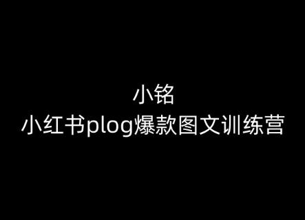 小铭-小红书plog爆款图文训练营，教你从0-1做小红书-一人公司创业项目 - 淘金吧