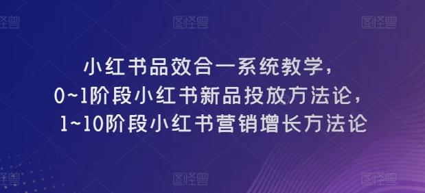 小红书品效合一系统教学，​0~1阶段小红书新品投放方法论，​1~10阶段小红书营销增长方法论-一人公司创业项目 - 淘金吧