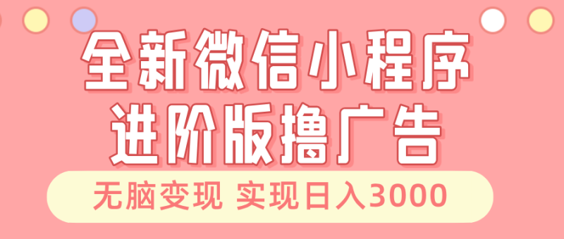 全新微信小程序进阶版撸广告 无脑变现睡后也有收入 日入3000＋-一人公司创业项目 - 淘金吧