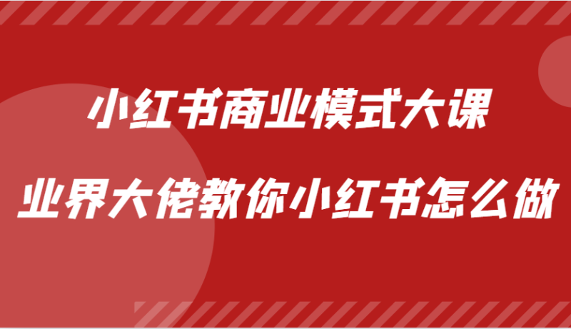 小红书商业模式大课,业界大佬教你小红书怎么做【视频课】-一人公司创业项目 - 淘金吧