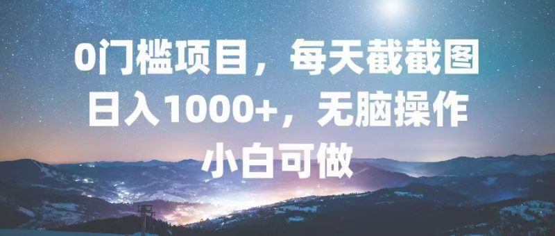 0门槛项目，每天截截图，日入1000+，轻松无脑，小白可做-一人公司创业项目 - 淘金吧