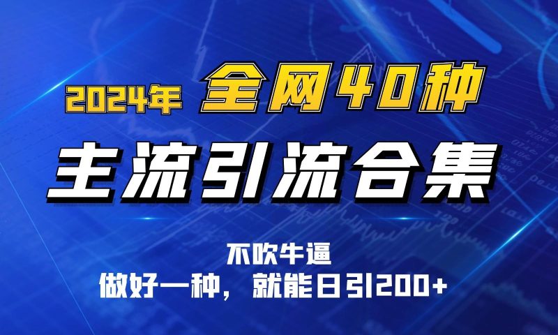 2024年全网40种暴力引流合计,做好一样就能日引100+-一人公司创业项目 - 淘金吧