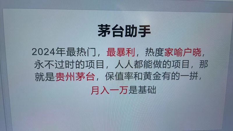 魔法贵州茅台代理，永不淘汰的项目，命中率极高，单瓶利润1000+，包回收-一人公司创业项目 - 淘金吧