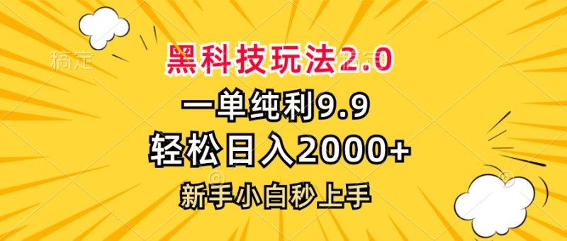 黑科技玩法2.0，一单9.9，轻松日入2000+，新手小白秒上手-一人公司创业项目 - 淘金吧