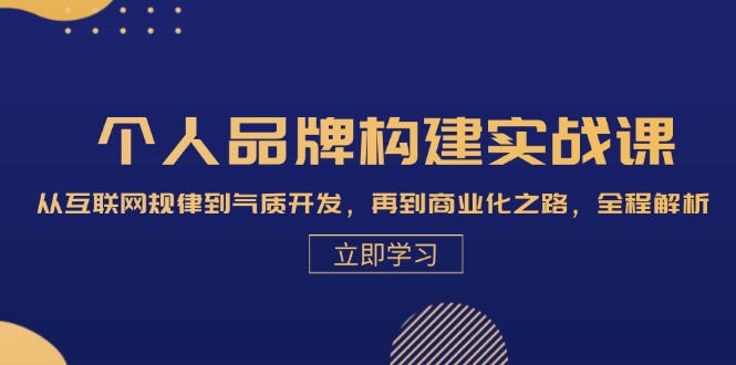 个人品牌构建实战课：从互联网规律到气质开发，再到商业化之路，全程解析-一人公司创业项目 - 淘金吧