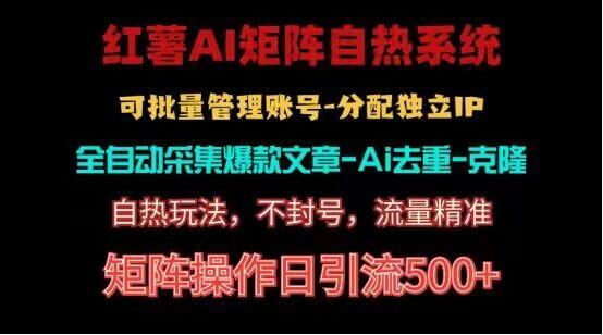红薯矩阵自热系统，独家不死号引流玩法！矩阵操作日引流500+-一人公司创业项目 - 淘金吧