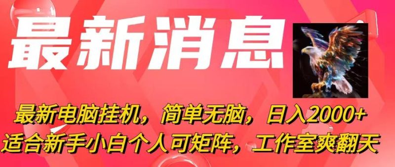 最新电脑挂机，简单无脑，日入2000+适合新手小白个人可矩阵，工作室模…-一人公司创业项目 - 淘金吧