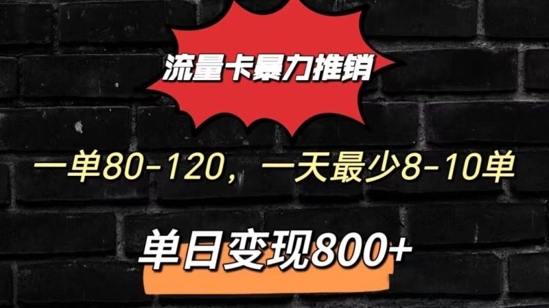 流量卡暴力推销模式一单80-170元一天至少10单，单日变现800元-一人公司创业项目 - 淘金吧